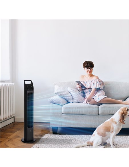 HOMCOM 31" Oscillating Tower Fan with Remote Control, 4H Timer, 3 Speed 3 Modes, Quiet Electric Floor Standing Fan for Home Bedr