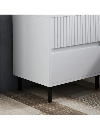 HOMCOM Simple Line Indented Two-Drawer Bedside Table - White