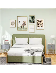 HOMCOM Set of Two Elegant Bedside Tables - Grey/Gold-Tone 2