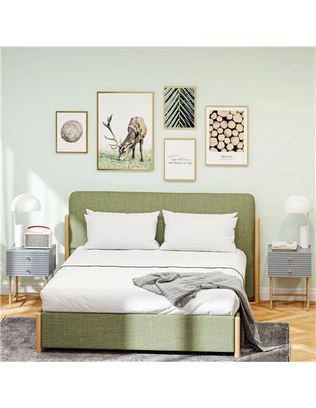 HOMCOM Set of Two Elegant Bedside Tables - Grey/Gold-Tone