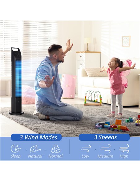 HOMCOM 31" Oscillating Tower Fan with Remote Control, 4H Timer, 3 Speed 3 Modes, Quiet Electric Floor Standing Fan for Home Bedr