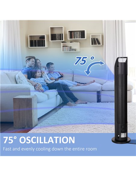 HOMCOM 31" Oscillating Tower Fan with Remote Control, 4H Timer, 3 Speed 3 Modes, Quiet Electric Floor Standing Fan for Home Bedr