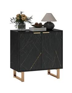 HOMCOM Elegant Storage Sideboard - Black/Gold-Tone