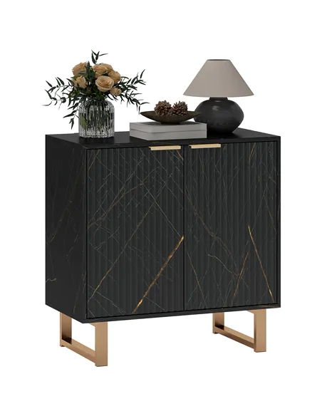 HOMCOM Elegant Storage Sideboard - Black/Gold-Tone