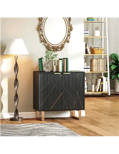HOMCOM Elegant Storage Sideboard - Black/Gold-Tone 2