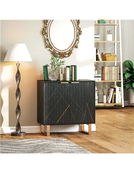 HOMCOM Elegant Storage Sideboard - Black/Gold-Tone