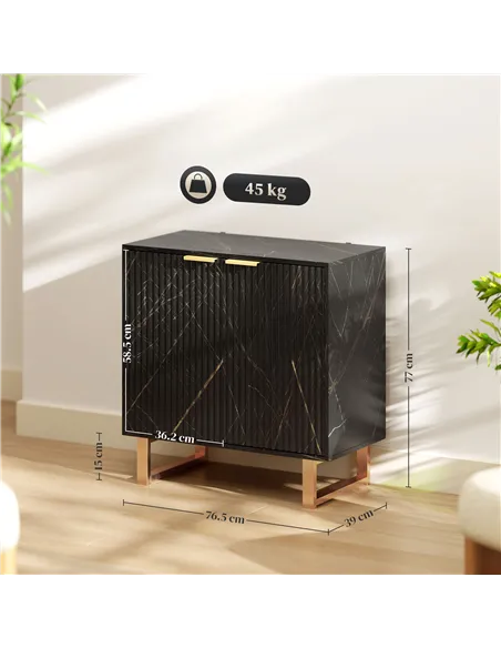 HOMCOM Elegant Storage Sideboard - Black/Gold-Tone