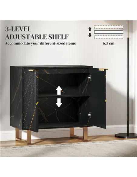 HOMCOM Elegant Storage Sideboard - Black/Gold-Tone