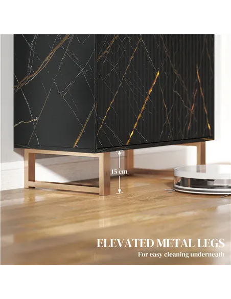 HOMCOM Elegant Storage Sideboard - Black/Gold-Tone