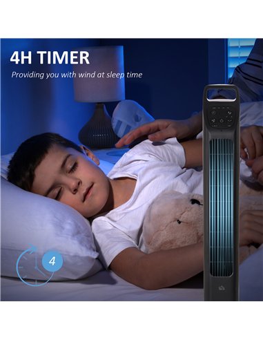 HOMCOM 31" Oscillating Tower Fan with Remote Control, 4H Timer, 3 Speed 3 Modes, Quiet Electric Floor Standing Fan for Home Bedr