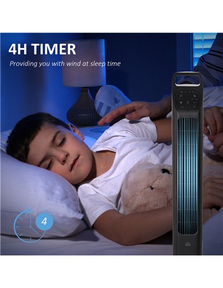 HOMCOM 31" Oscillating Tower Fan with Remote Control, 4H Timer, 3 Speed 3 Modes, Quiet Electric Floor Standing Fan for Home Bedr