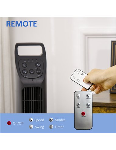 HOMCOM 31" Oscillating Tower Fan with Remote Control, 4H Timer, 3 Speed 3 Modes, Quiet Electric Floor Standing Fan for Home Bedr