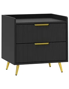 HOMCOM Elegant Two-Drawer Bedside Table - Black