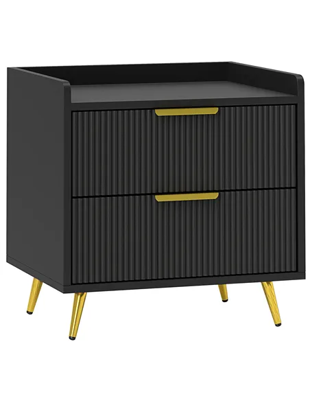 HOMCOM Elegant Two-Drawer Bedside Table - Black