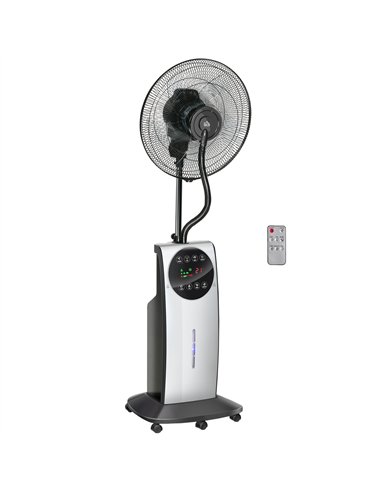 HOMCOM 16" Pedestal Fan with Water Mist Spray, Humidifying Misting Fan, Standing Fan with 3 Speeds, 3.1L Water Tank, Timer and E