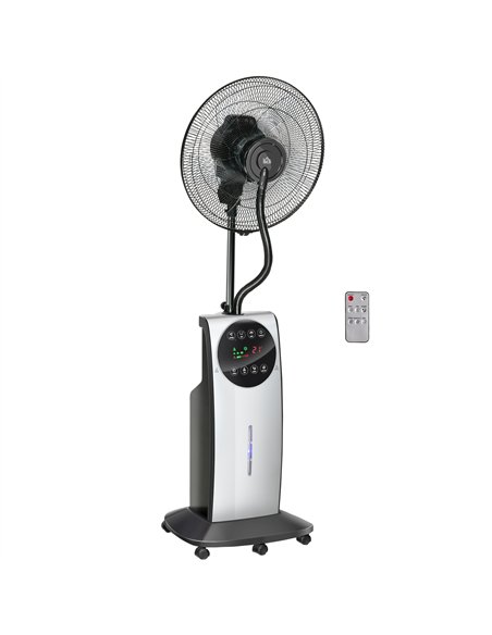 HOMCOM 16" Pedestal Fan with Water Mist Spray, Humidifying Misting Fan, Standing Fan with 3 Speeds, 3.1L Water Tank, Timer and E