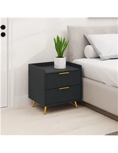 HOMCOM Elegant Two-Drawer Bedside Table - Black 2