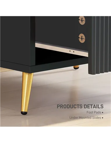 HOMCOM Elegant Two-Drawer Bedside Table - Black