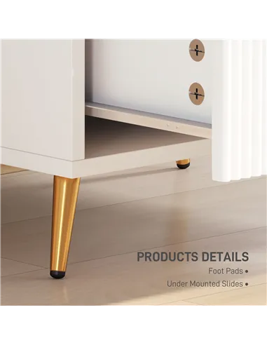 HOMCOM Elegant Two-Drawer Bedside Table - White