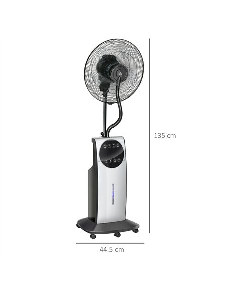 HOMCOM 16" Pedestal Fan with Water Mist Spray, Humidifying Misting Fan, Standing Fan with 3 Speeds, 3.1L Water Tank, Timer and E