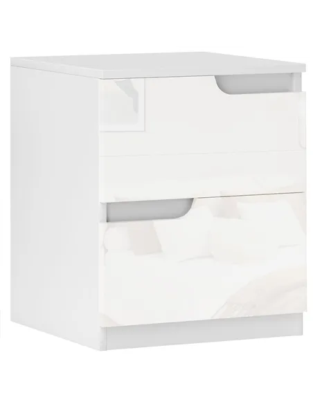 HOMCOM High Gloss Bedside Table - White