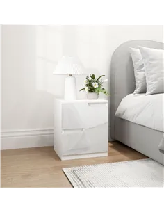 HOMCOM High Gloss Bedside Table - White 2