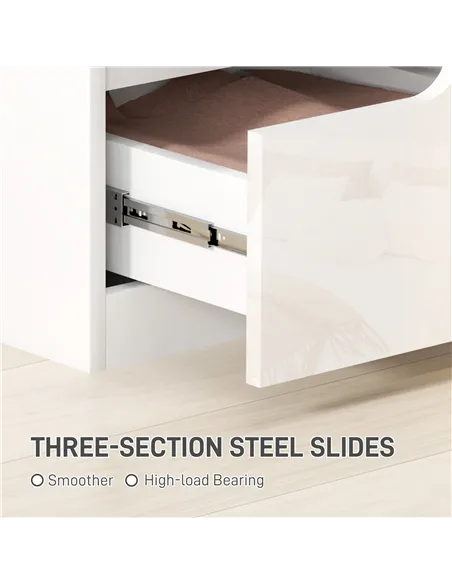 HOMCOM High Gloss Bedside Table - White