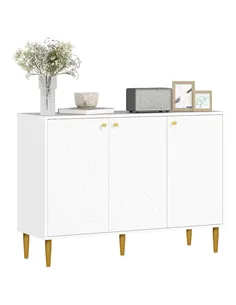 HOMCOM Elegant Two-Cupboard Sideboard - White/Gold-Tone
