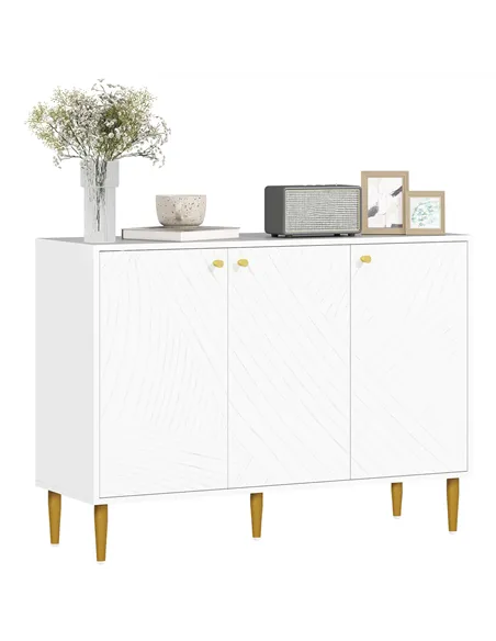 HOMCOM Elegant Two-Cupboard Sideboard - White/Gold-Tone