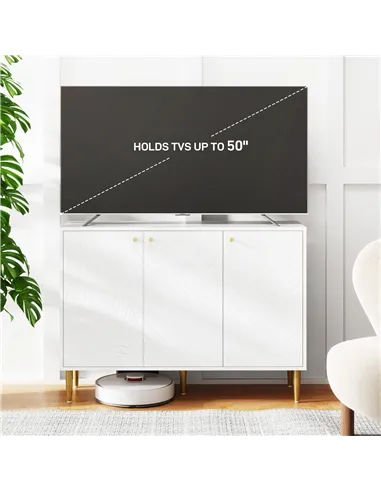 HOMCOM Elegant Two-Cupboard Sideboard - White/Gold-Tone