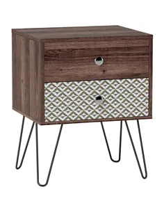 HOMCOM Nightstand, 2-Drawer Bedside Table, Bedside Cabinet, Sofa End Side Table for Living Room, Bedroom, Rustic Brown
