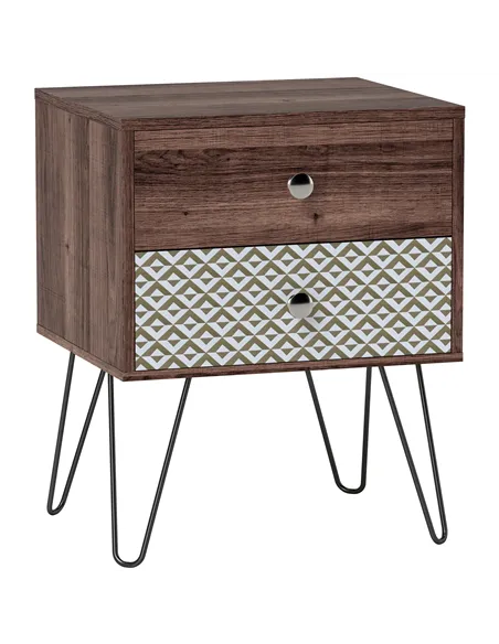 HOMCOM Nightstand, 2-Drawer Bedside Table, Bedside Cabinet, Sofa End Side Table for Living Room, Bedroom, Rustic Brown
