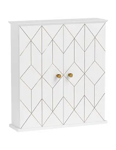 HOMCOM Bathroom Cabinet Wall Mounted, Bathroom Wall Cabinet Medicine Cabinet with 2 Doors, Adjustable Shelf, White