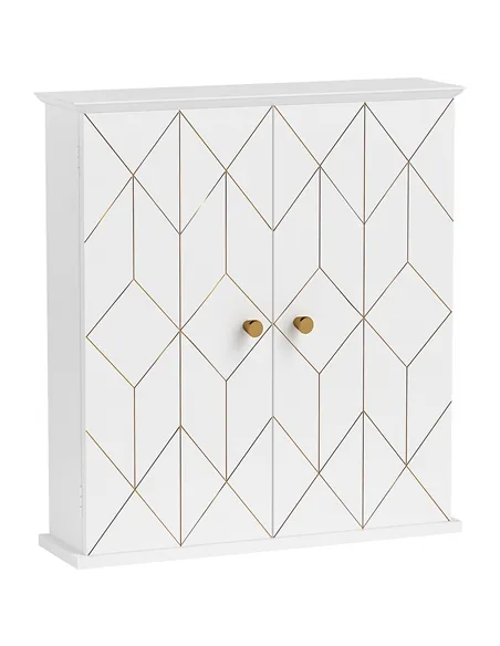 HOMCOM Bathroom Cabinet Wall Mounted, Bathroom Wall Cabinet Medicine Cabinet with 2 Doors, Adjustable Shelf, White