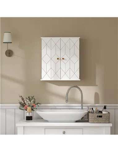 HOMCOM Bathroom Cabinet Wall Mounted, Bathroom Wall Cabinet Medicine Cabinet with 2 Doors, Adjustable Shelf, White