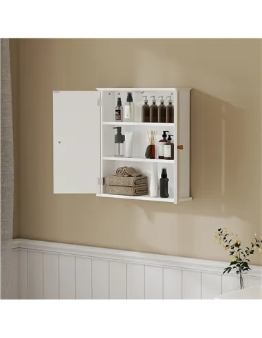 HOMCOM Bathroom Cabinet Wall Mounted, Bathroom Wall Cabinet Medicine Cabinet with 2 Doors, Adjustable Shelf, White