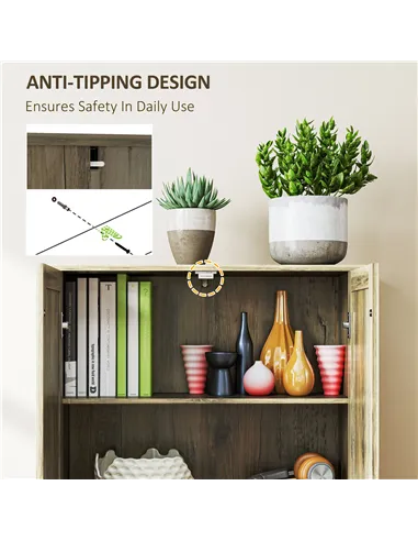 HOMCOM Farmhouse Kitchen Cupboard, Freestanding Kitchen Storage Cabinet with Adjustable Shelves, Tall Storage Cabinet with Reces