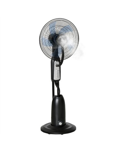 HOMCOM 18" Pedestal Fan with Water Mist Spray, Standing Fan, Humidifying Misting Fan with 3 Speeds, 2.8L Water Tank, Black