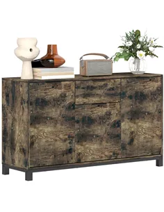 HOMCOM Sideboard, Industrial Storage Cabinet with Doors, Drawer, Cupboard and Adjustable Shelves for Living Room, Dining Room, H