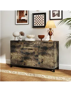 HOMCOM Sideboard, Industrial Storage Cabinet with Doors, Drawer, Cupboard and Adjustable Shelves for Living Room, Dining Room, H 2