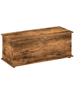 HOMCOM 113L Storage Chest, Storage Box with Flip-Top Lid and 2 Safety Hinges, Storage Trunk for Living Room, Entryway, 100 x 40 