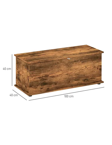 HOMCOM 113L Storage Chest, Storage Box with Flip-Top Lid and 2 Safety Hinges, Storage Trunk for Living Room, Entryway, 100 x 40 