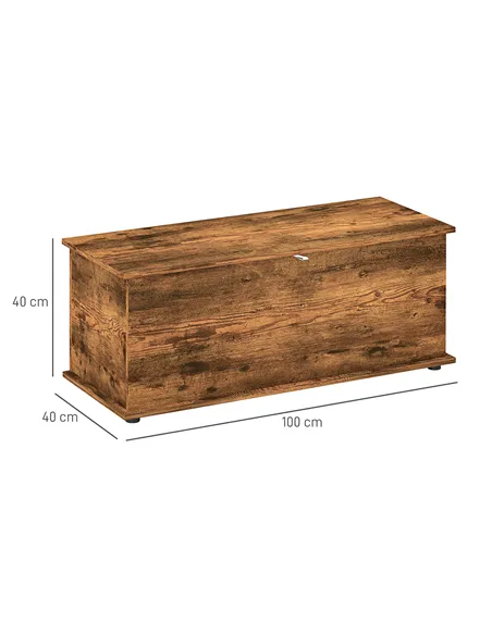 HOMCOM 113L Storage Chest, Storage Box with Flip-Top Lid and 2 Safety Hinges, Storage Trunk for Living Room, Entryway, 100 x 40 