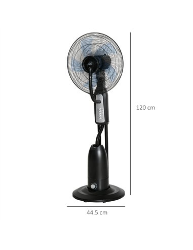 HOMCOM 18" Pedestal Fan with Water Mist Spray, Standing Fan, Humidifying Misting Fan with 3 Speeds, 2.8L Water Tank, Black
