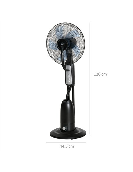 HOMCOM 18" Pedestal Fan with Water Mist Spray, Standing Fan, Humidifying Misting Fan with 3 Speeds, 2.8L Water Tank, Black