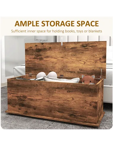 HOMCOM 113L Storage Chest, Storage Box with Flip-Top Lid and 2 Safety Hinges, Storage Trunk for Living Room, Entryway, 100 x 40 