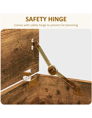 HOMCOM 113L Storage Chest, Storage Box with Flip-Top Lid and 2 Safety Hinges, Storage Trunk for Living Room, Entryway, 100 x 40 