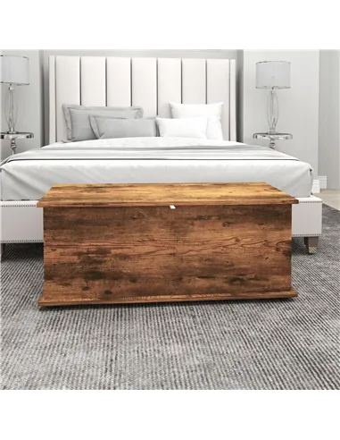 HOMCOM 113L Storage Chest, Storage Box with Flip-Top Lid and 2 Safety Hinges, Storage Trunk for Living Room, Entryway, 100 x 40 