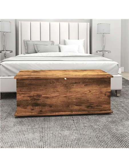 HOMCOM 113L Storage Chest, Storage Box with Flip-Top Lid and 2 Safety Hinges, Storage Trunk for Living Room, Entryway, 100 x 40 