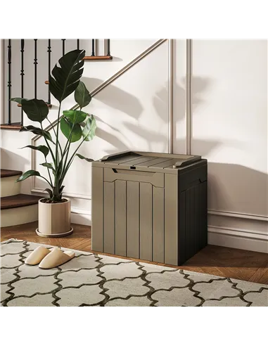 HOMCOM 107 L Plastic Storage Chest with Lid - Dark Brown